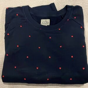 Jcrew vintage fleece sweat-shirt heart print sz.M